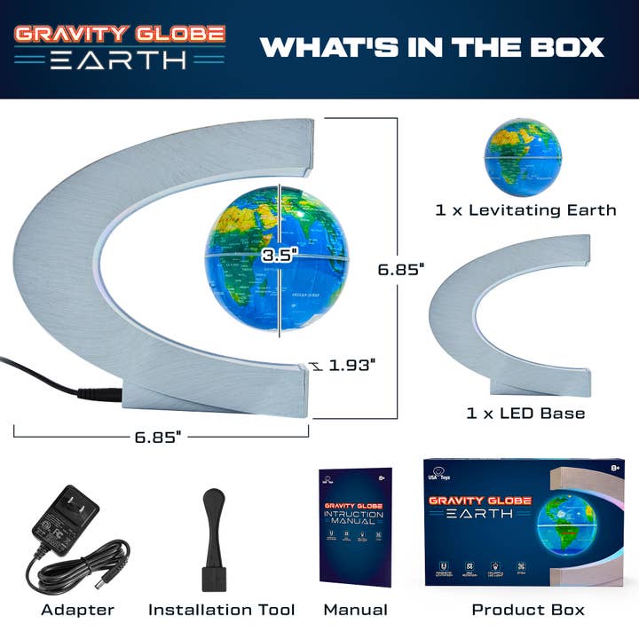 USA Toyz - Vente Globe terrestre - Lampe Globe Terrestre Magnétique Gravity USA Toyz