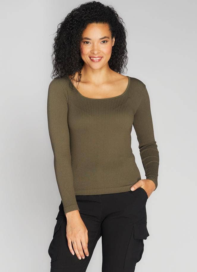 C'est Moi Clothing Co – wholesale Knit top – Women's – Seamless Rib Square Neck Top- CERT12104
