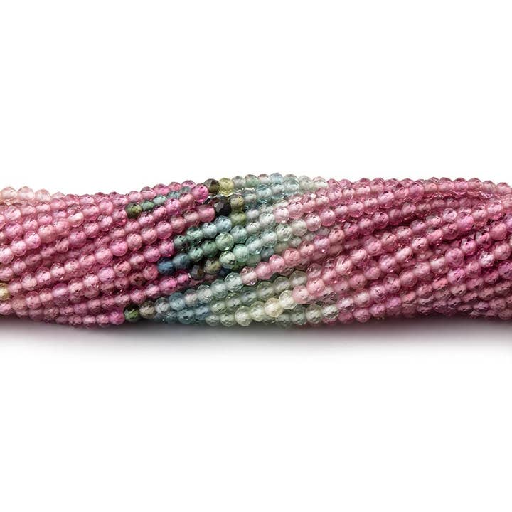 2mm Multi Color Tourmaline Micro Faceted Rondelle Beads 12.5 for wholesale by Beads of Cambay