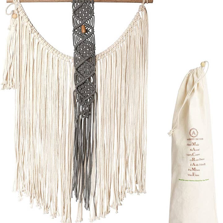 Tela colgante de macramé hecha a mano de Aakriti, boho chi para venta al por mayor de Aakriti Inc.