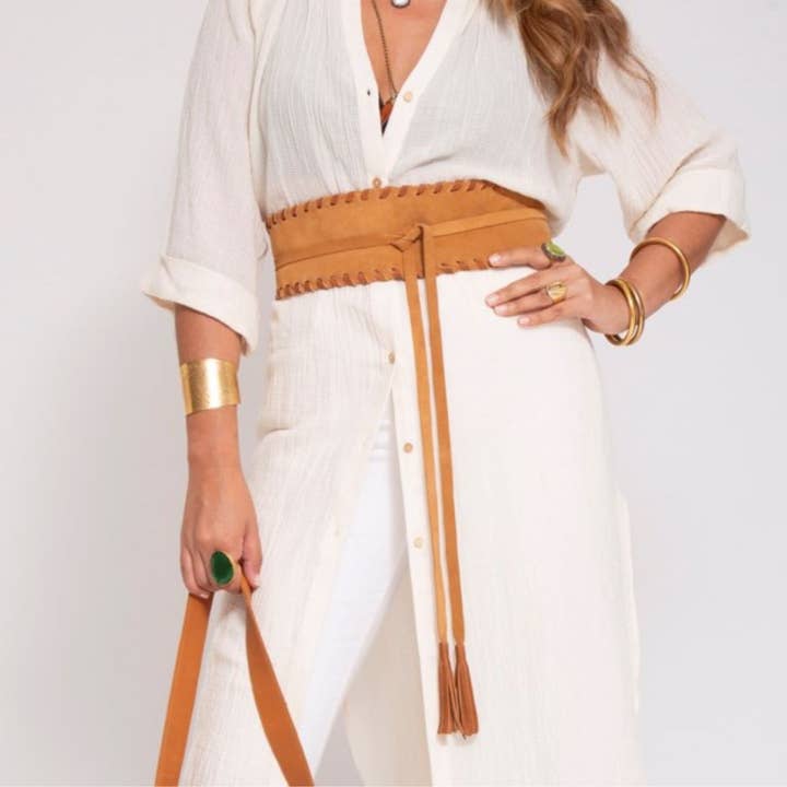 Suede wrap belt boho style-Brown for wholesale by JUAN·JO GALLERY      (Leather Gallery, SCP)