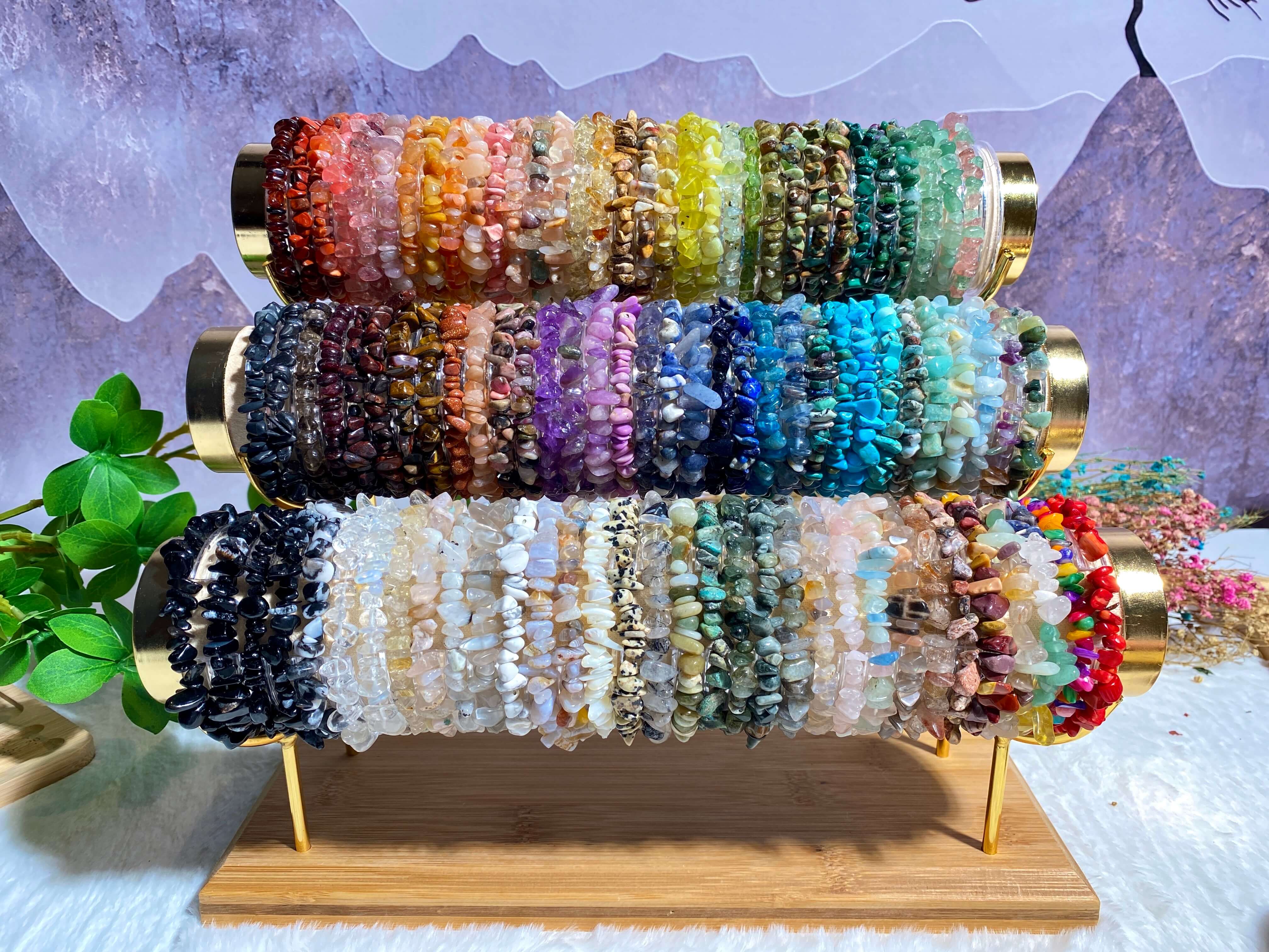 YYDIYcrystal - Wholesale Beaded Bracelet - 4PCs Crystal Bracelets for Couples, Women's chips Bracelet 5