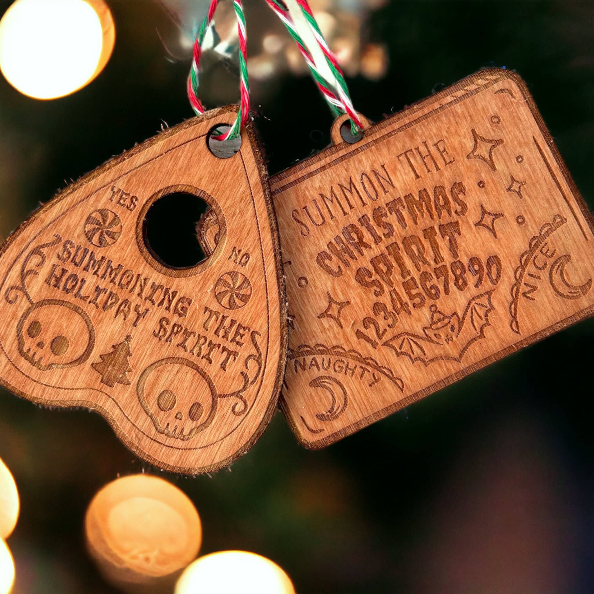 Ghoul Mom Designs – wholesale Ornament – Summoning The Christmas Spirit Wooden Christmas Ornament1