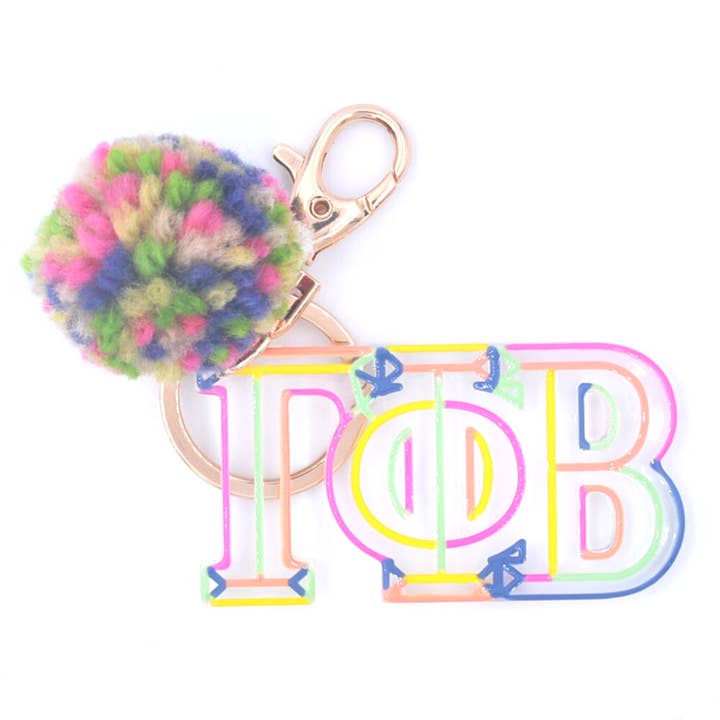 Aspen Lane - Wholesale Keychain - Women's - Sorority Colorblock Pom Keychain | 19 sororities licensed