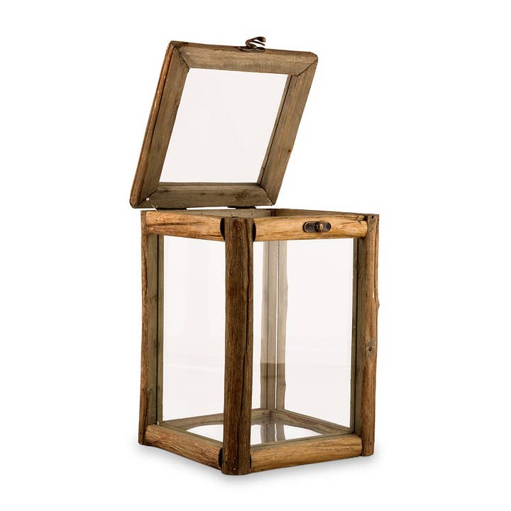 Weddingstar Inc. - Wholesale Decorative box - Rustic Wood And Glass Box With Hinged Lid1