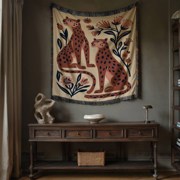 CasaIuliia - Wholesale Throw Blanket - Leopard Garden Woven Throw – Terracotta Graphic Jungle Decor7