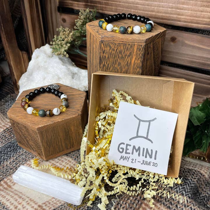 Gemini Horoscope Crystal Bracelets | Crystal Gifts | Healing Crystals | Jewelry | Gemstone Jewelry | Zodiac Bracelets | Star Sign Sun Sign for wholesale by PetrichorKC