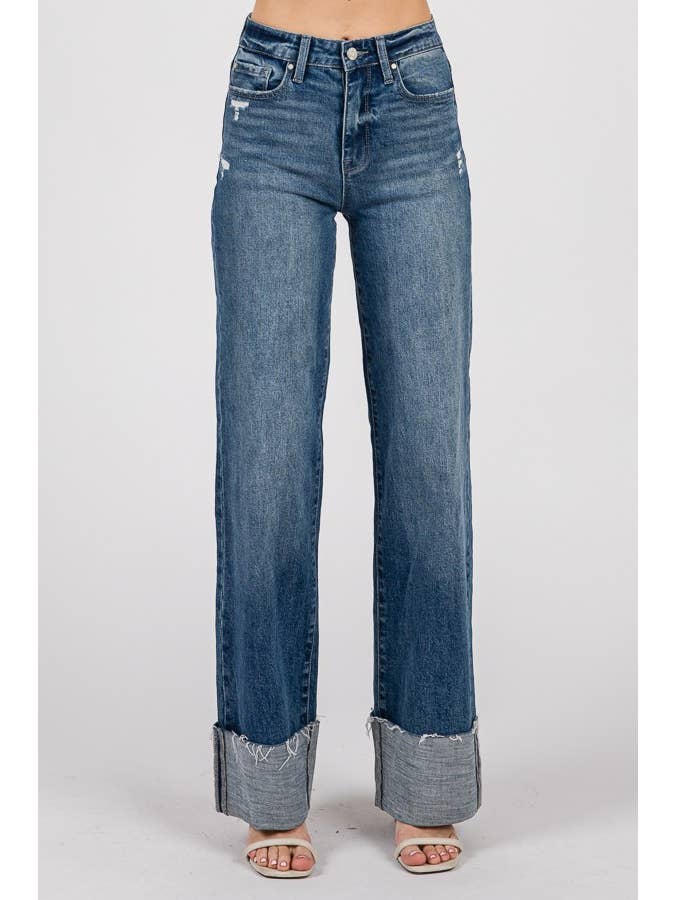 Petra153 - Wholesale Jeans - Women's - P1297T-MD COMFORT HIGH RISE LOOSE-STRAIGHT W/ CUFFED HEM8