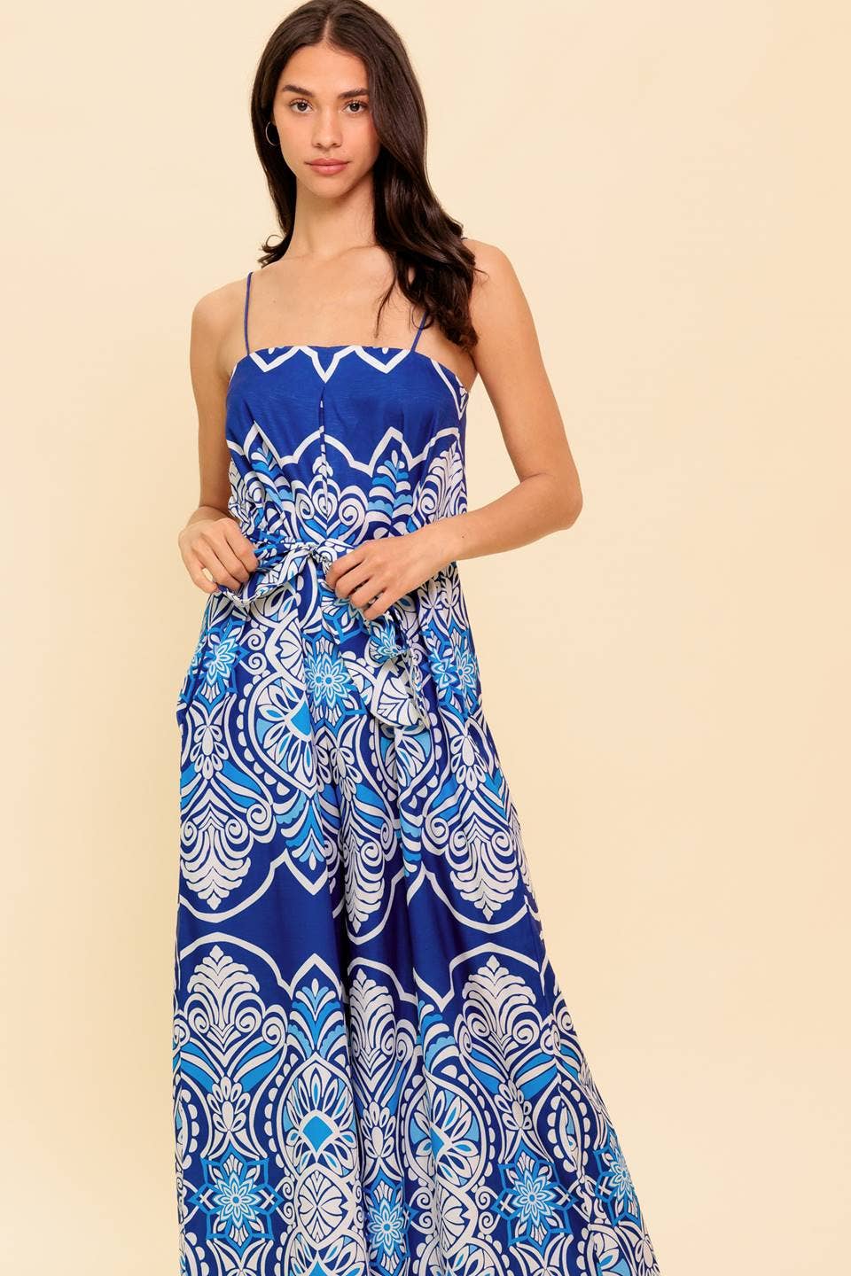 NAVY BLUE A printed woven jumpsuit - IP8831 for wholesale on Faire5