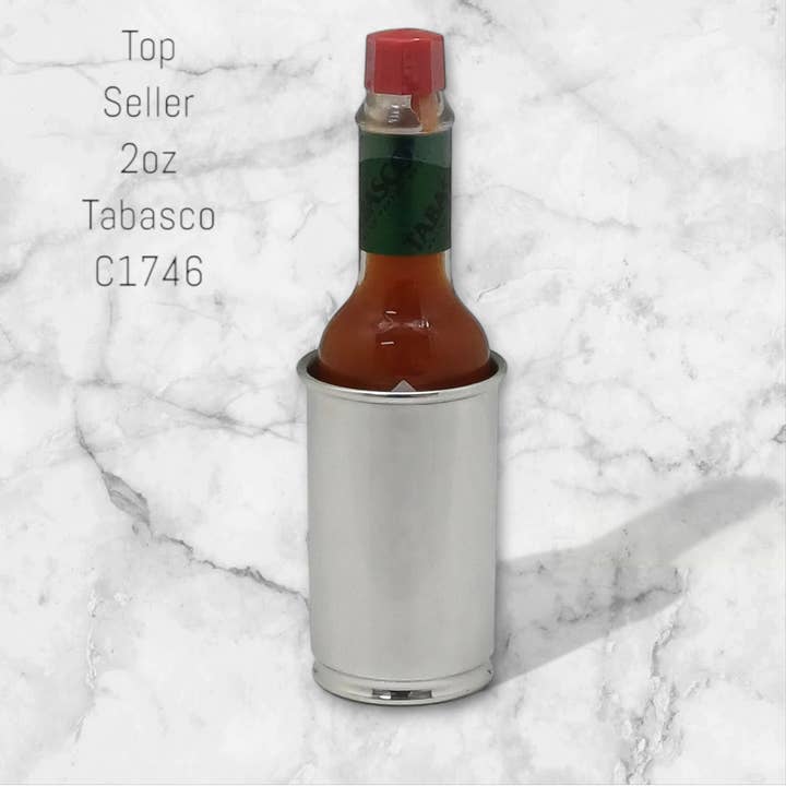 Tabasco Polished Pewter Engravable 2 fl oz Holder (BOTTLE NOT INCLUDED). SKU #: C1746. for wholesale by Corbell Silver