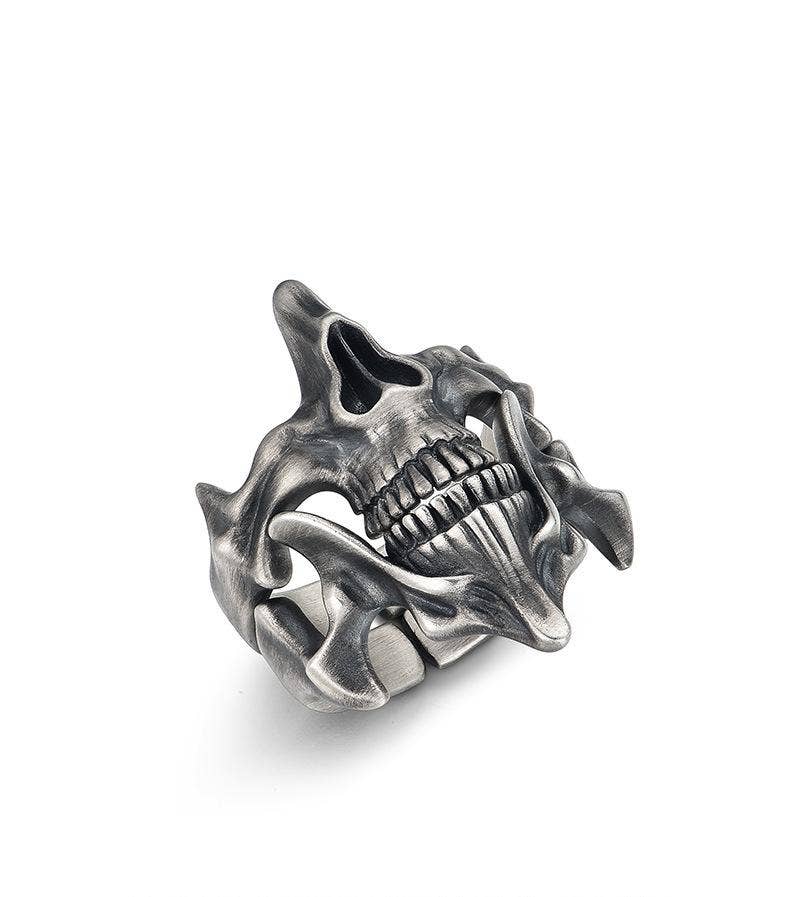 Tourtiwi - Wholesale Cocktail/Statement Ring - Gothic Skull Ghost Face Open Ring4