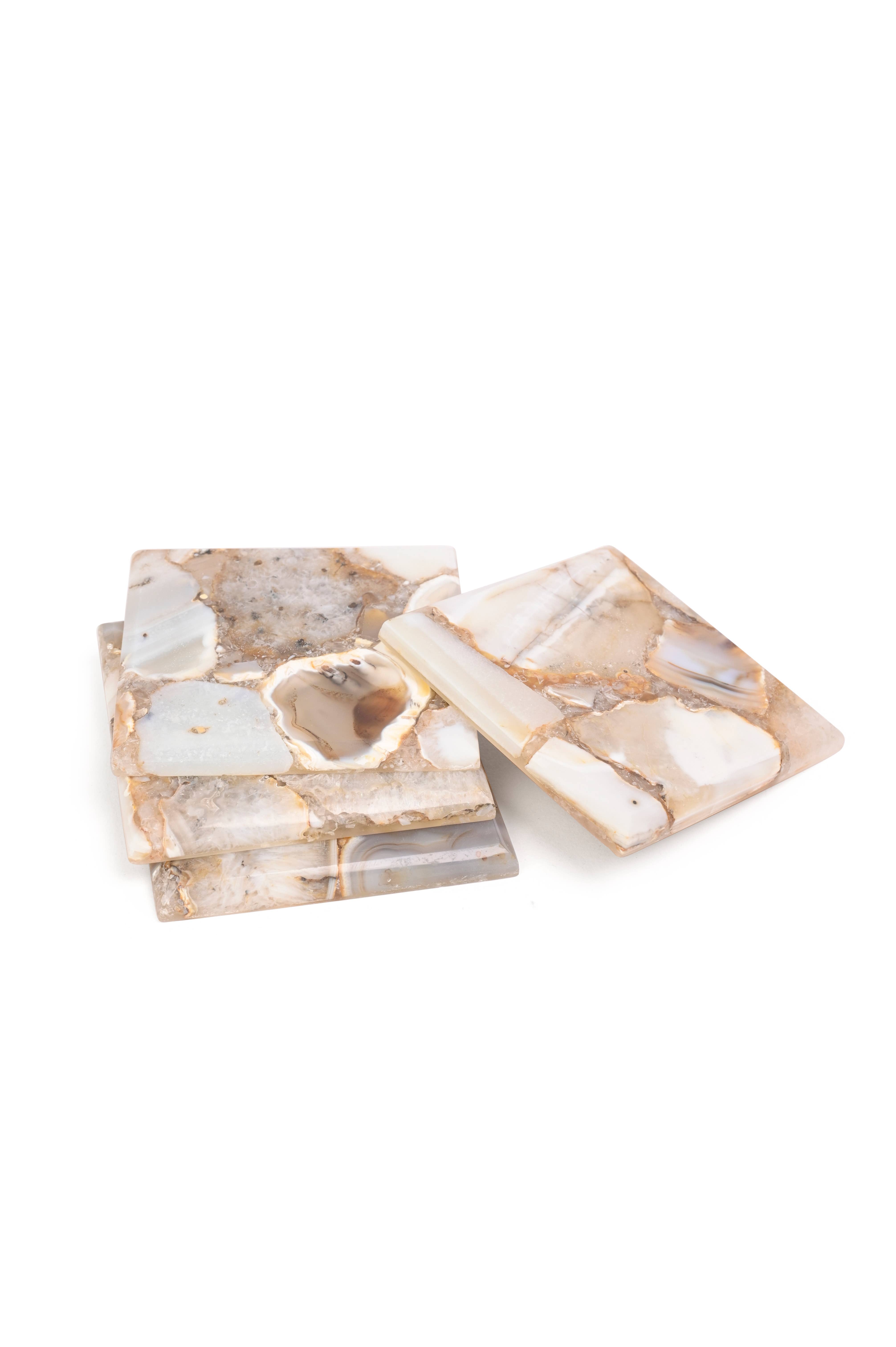 Serein Wellness - Wholesale Coasters - Natural Brown Agate Coasters Set of 4 Pcs0