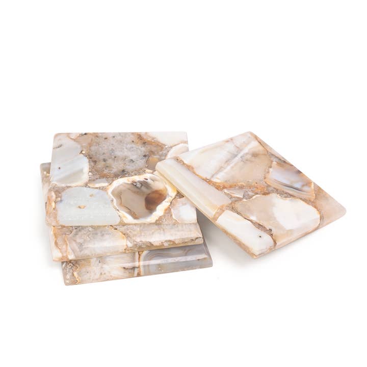 Serein Wellness - Wholesale Coasters - Natural Brown Agate Coasters Set of 4 Pcs0