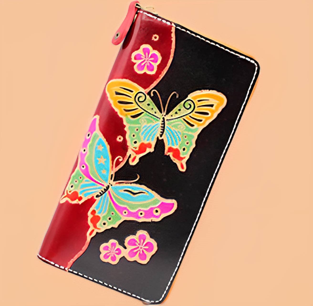 Sunflower Handmade leather inc - Vente Portefeuille – femme - Portefeuille Papillon en Cuir Fait Main - Xlw-196