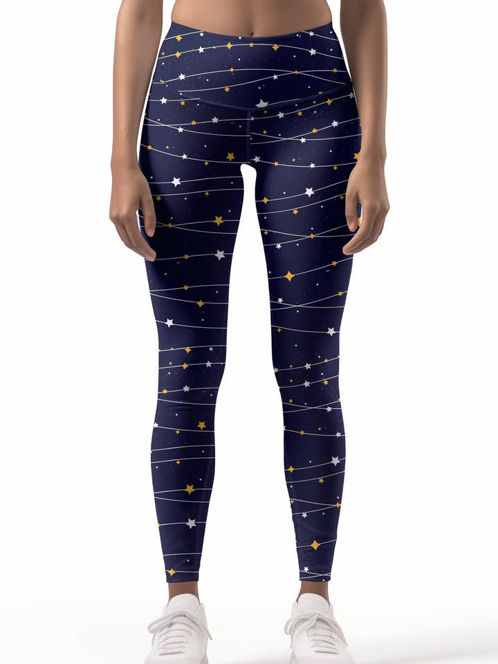 Para a Lua e de Volta Leggings de Ioga Azul Marinho Lucy - Mulher por atacado de Pineapple Clothing
