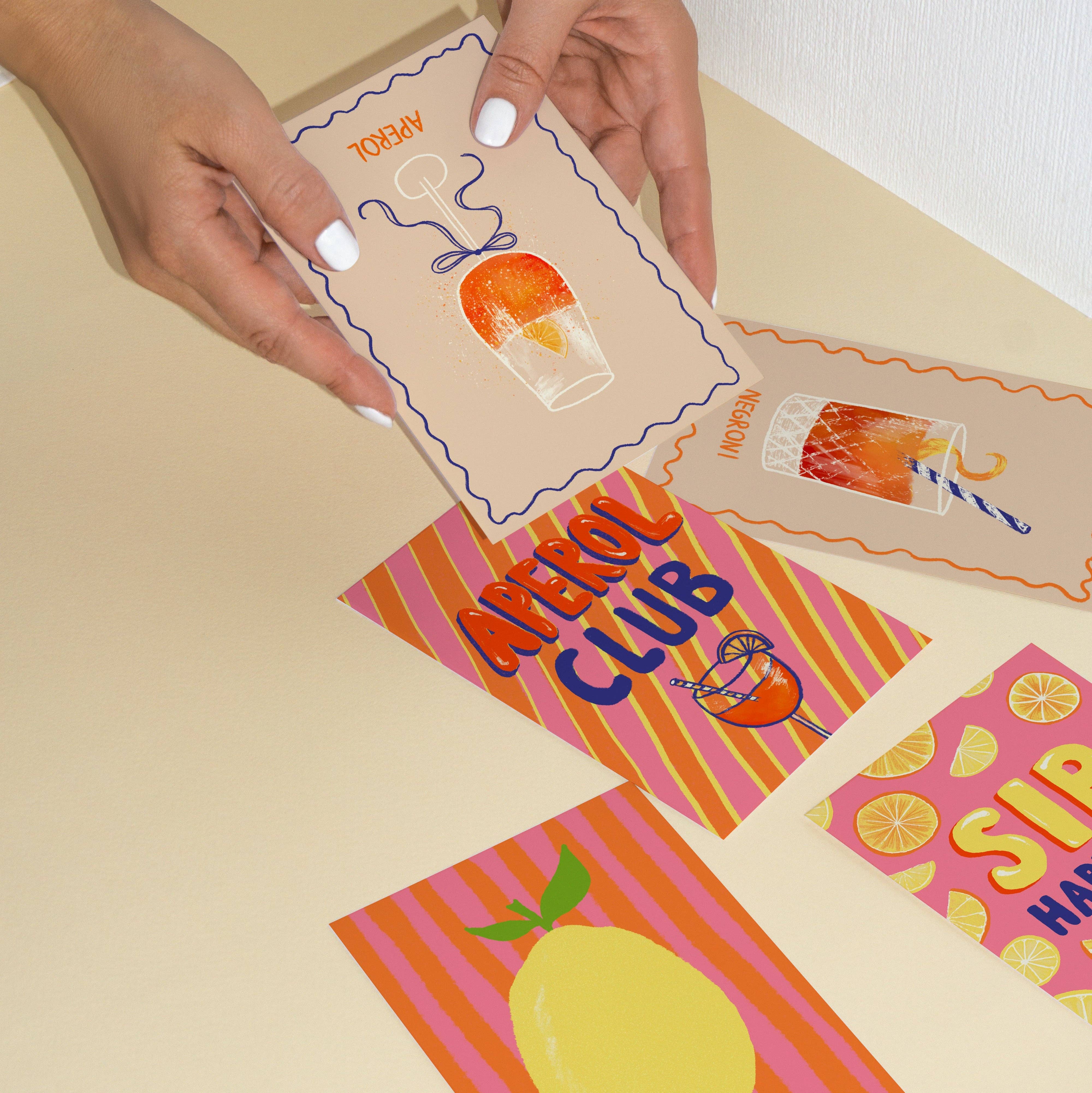 Studio Dolci – Conjunto de postais por atacado – Conjunto de 5 cartões postais tema coquetel1