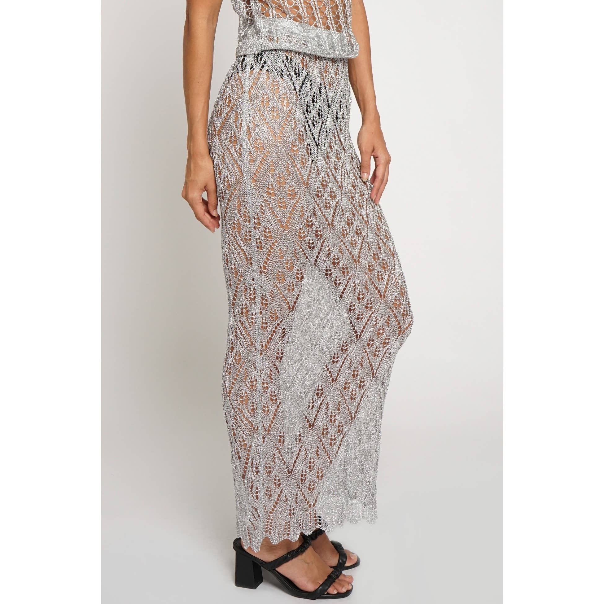 Sans Souci - Wholesale Skirt - Women's - METALLIC KNIT MAXI SKIRT5