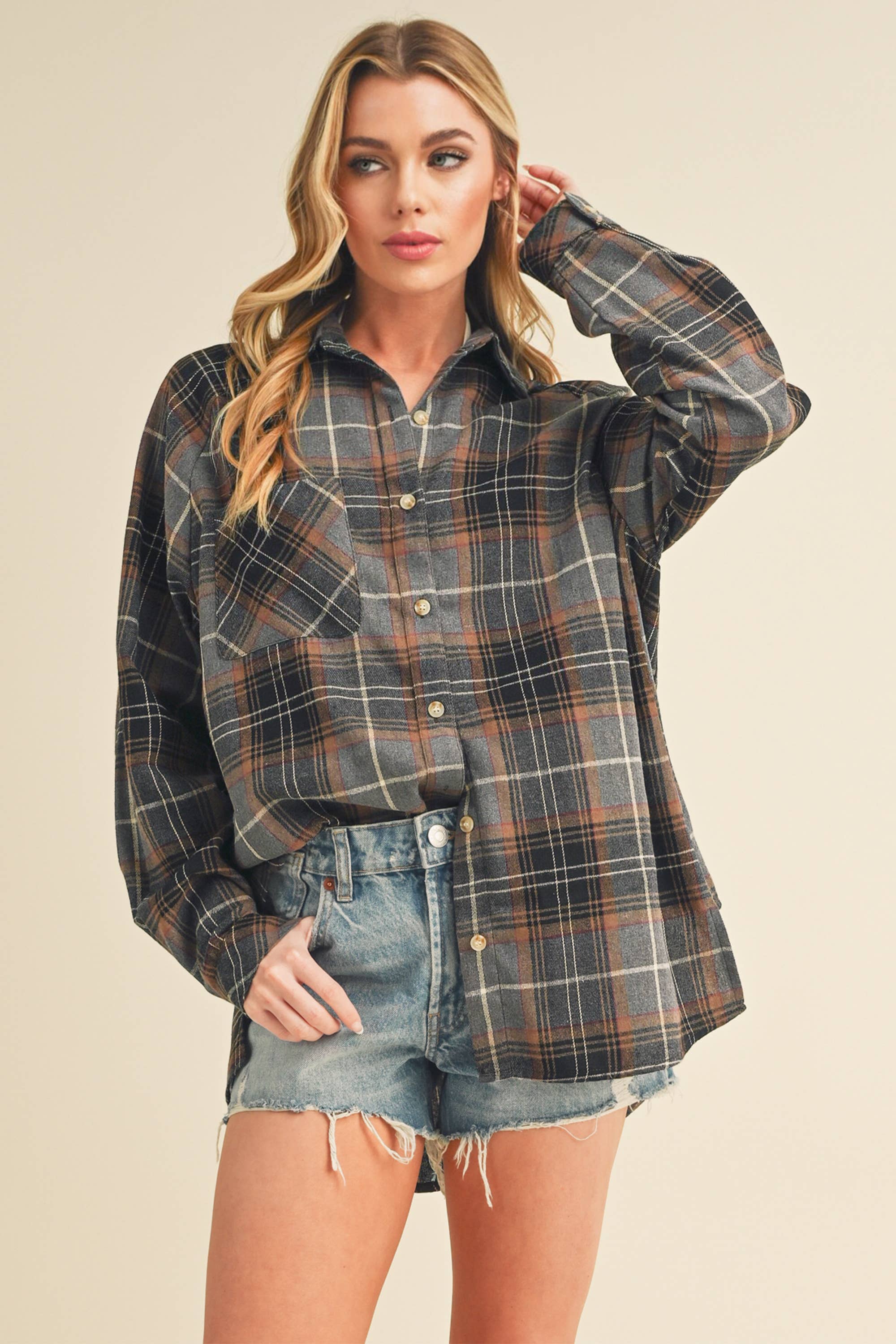 AEMI + CO - Wholesale Button Down Shirt - Women's - 8324DN Katie Flannel Shirt 61