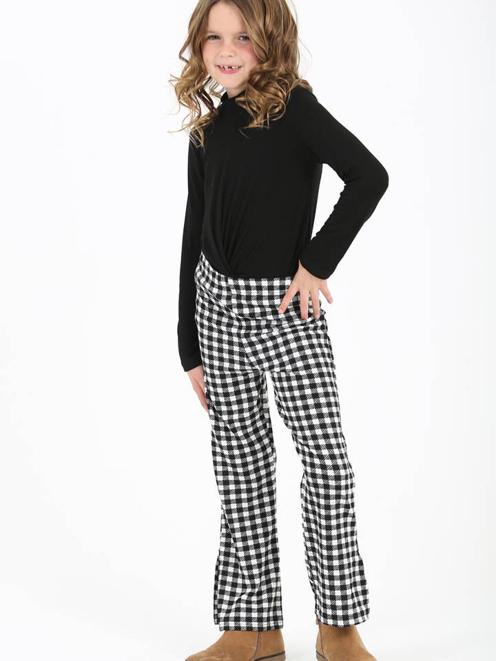 KPA06-BV63 CHECKER KNIT FLARE LEG PANTS for wholesale by ANGIE