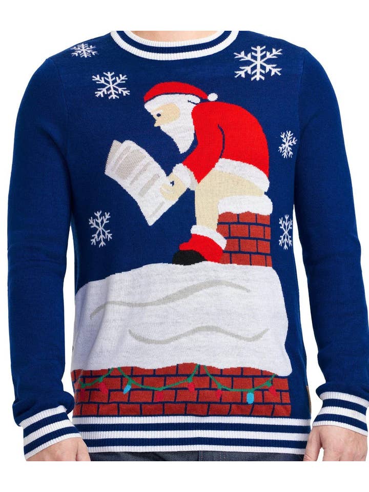 Tipsy Elves - Wholesale Knit Sweater - Men's - Santa's Log on the Fire Sweater - Men's Funny Christmas Top2