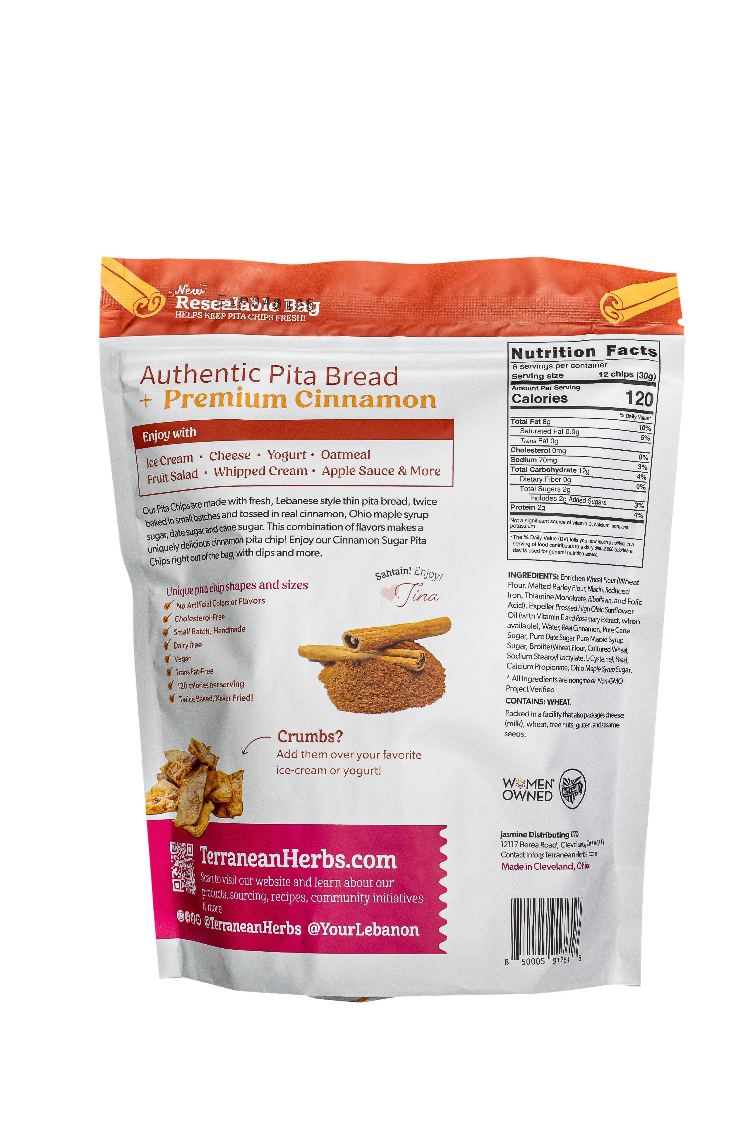 Terranean Herbs & Spices – wholesale Crisps – NEW Cinnamon Sugar Pita Chips (6.5 oz)1