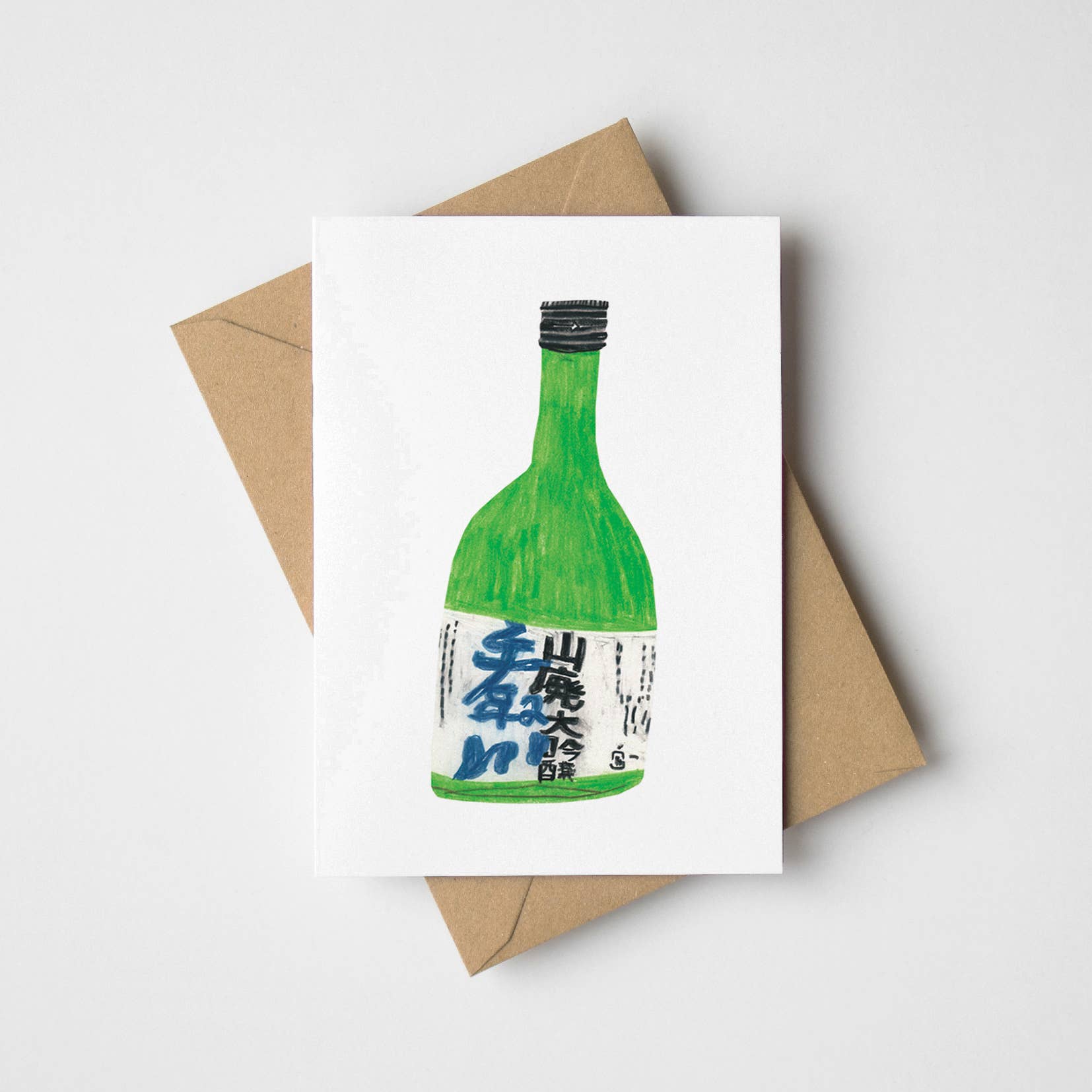 James Barker – wholesale Everyday greeting card – Mini Green Sake Bottle Greeting Card1
