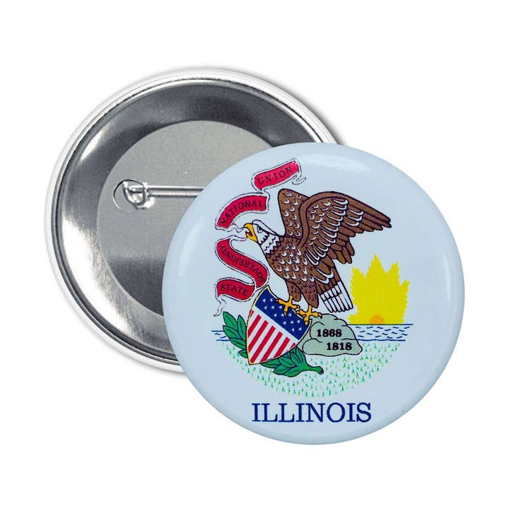 Chapa Redonda - Bandeira Estado Illinois - EUA por atacado de Astur Pins