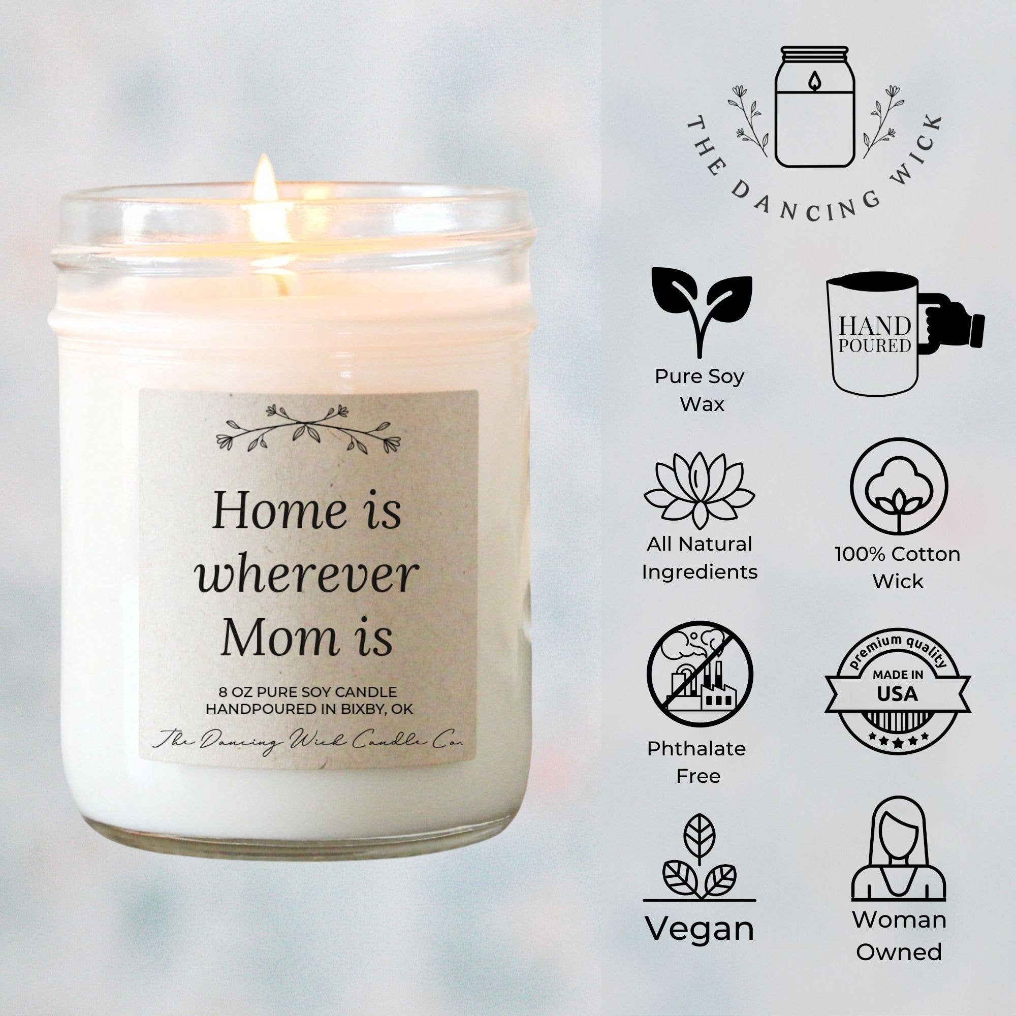 THE DANCING WICK CANDLES - Wholesale Jar/Filled Candle - Home is Wherever Mom Is Gift Candle / Golden Hour Scent5