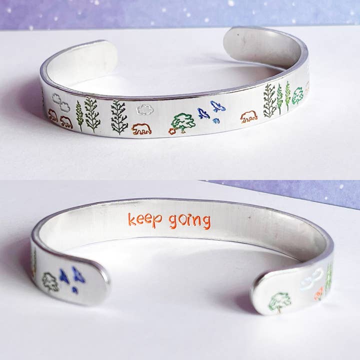 Team Neville - Wholesale Cuff Bracelet - Keep *F* Going Hand Stamped Hand Painted Hypoallergenic Aluminum Cuff Bracelet3