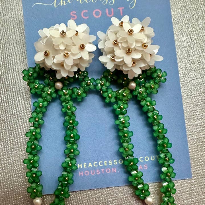 Natalie Bow Oorbellen - Groen voor wholesale door THE ACCESSORY SCOUT