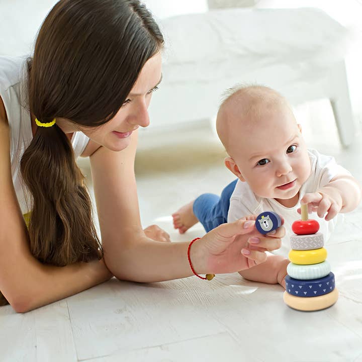 Leo & Friends - Wholesale Stacking Rings Game - Baby - Leo & Friends Wooden Stacking Toys, 6 Wooden Rings2