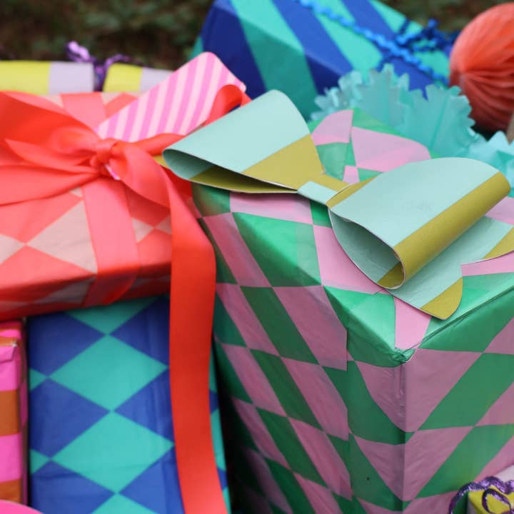 Petra Boase Ltd - Vente Papiers de soie - Papier de soie de luxe à damier/diagonale - Gingembre/Fl Pink