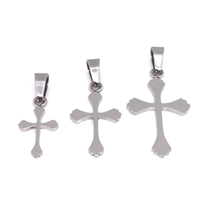 Stainless Steel Cross Pendant - Comes with Chain for wholesale by WJW