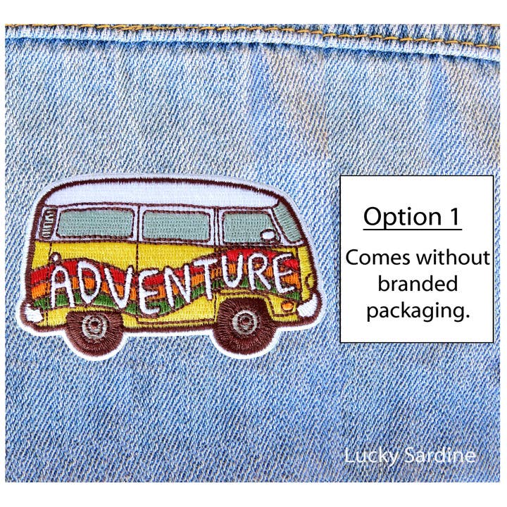 Lucky Sardine - Wholesale Patch - Rainbow Hippie Van, 70s Adventure Embroidered Iron-On Patch