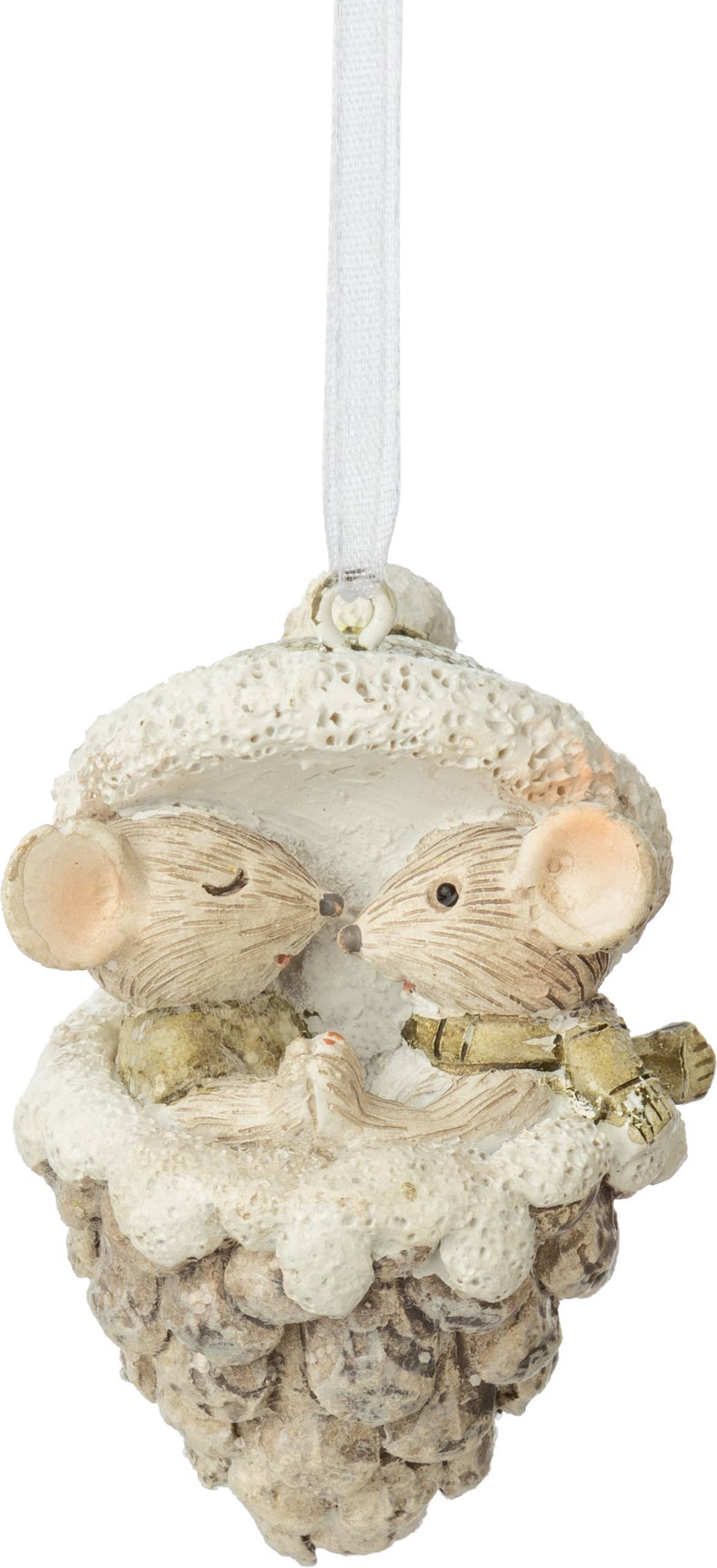 Silver Tree Home & Holiday - Vente Objets de décoration - A73345 : Peindre un couple de mini souris en résine dans un cône pn orn, 6 cm0