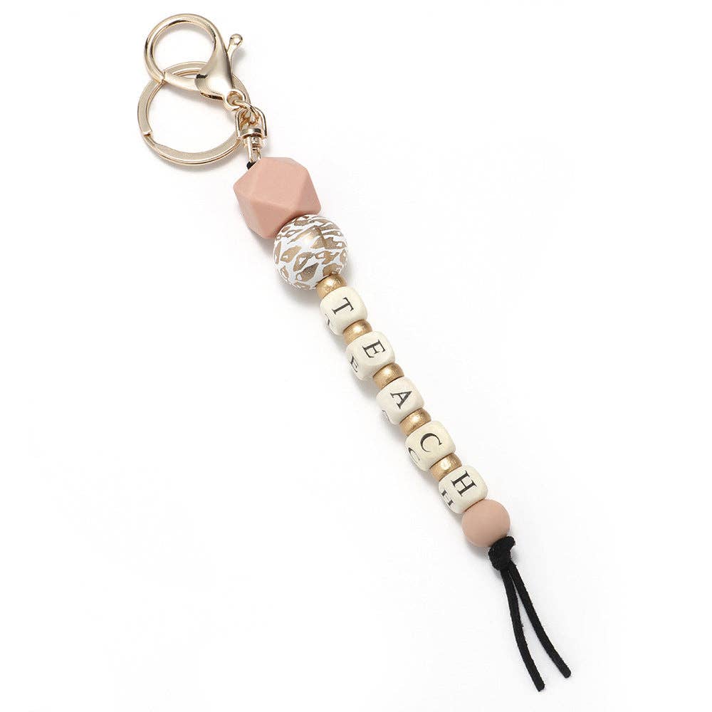 Mio Queena – wholesale Nyckelringar - Dam – Bohemisk stil silikon trä pärlstav nyckelring | Prydnad5