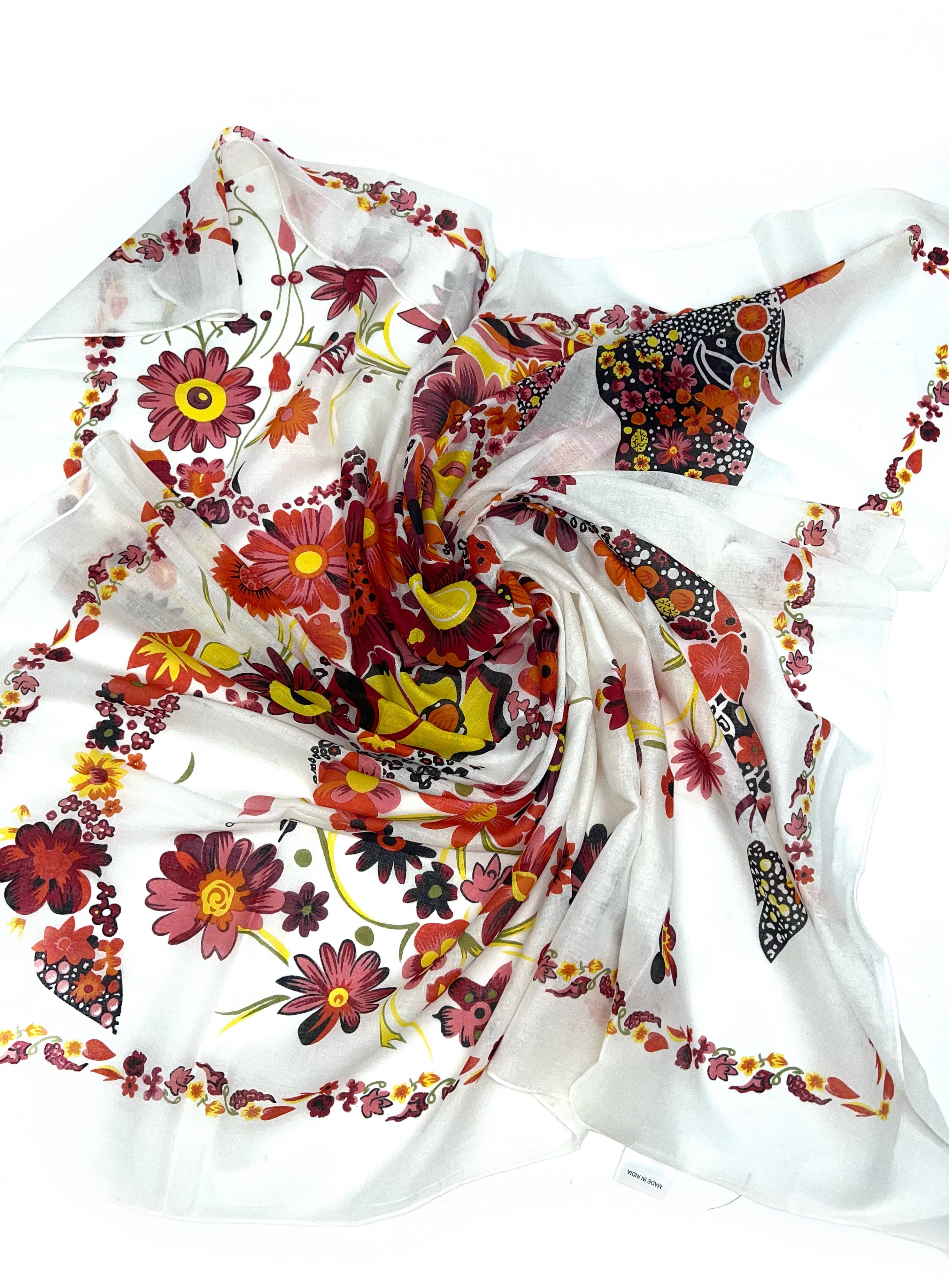 LINETA - Wholesale Scarf - Women's - IN-12 Large square Indian cotton scarves1