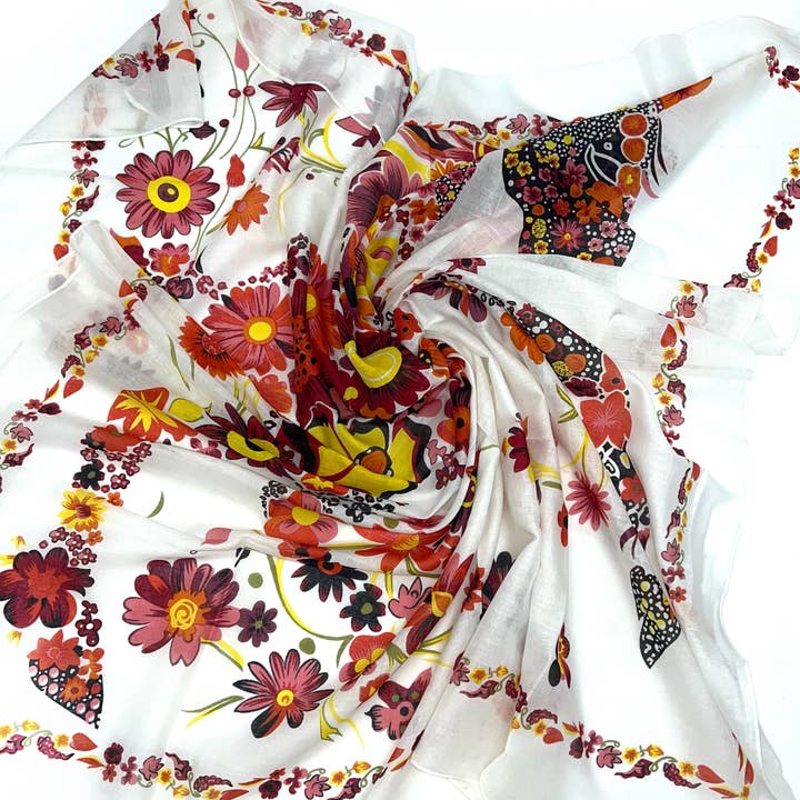 LINETA - Wholesale Scarf - Women's - IN-12 Large square Indian cotton scarves1