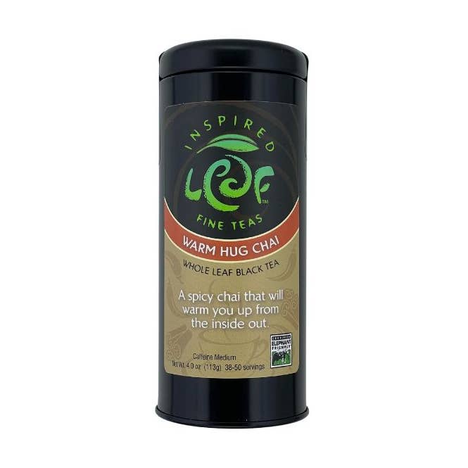 Thé noir Warm Hug Chai en boîte de 4 oz de thé en vrac à feuilles entières pour la vente par Inspired Leaf Teas