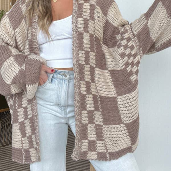 Wholesale checkered cardigan plus for your store Wholesale checkered cardigan plus for your store