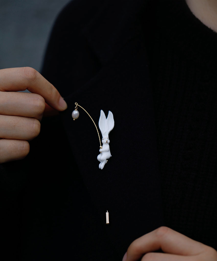 Vermilion Collection – wholesale Brosch – YIHE Keramikbroscher "Kanin"8