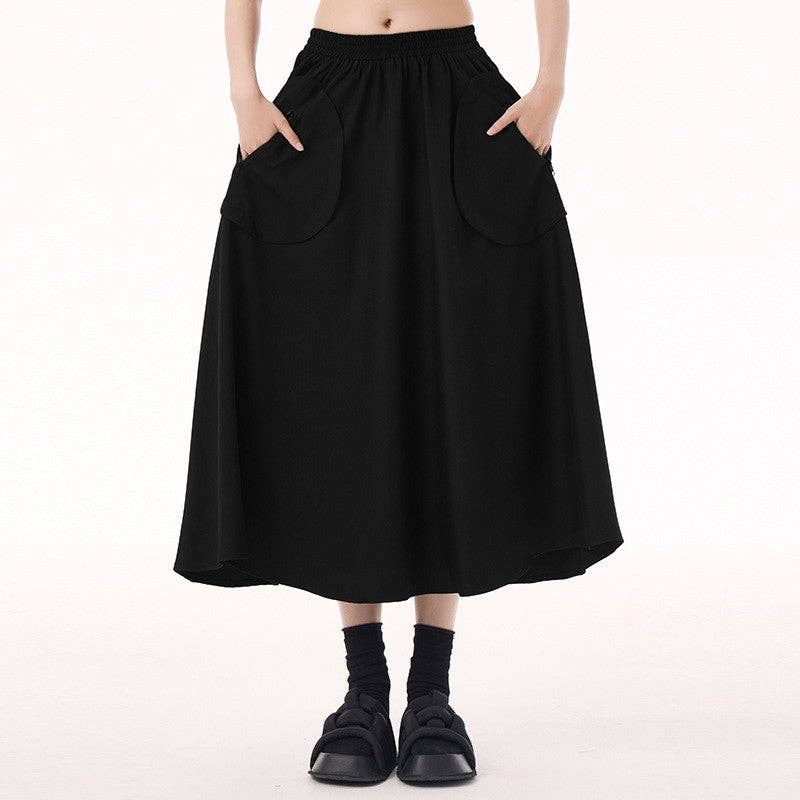 UZ Wholesale Store – wholesale Skirt – Women’s – Large Pocket High Waist A-Line Skirt Loose Fit0
