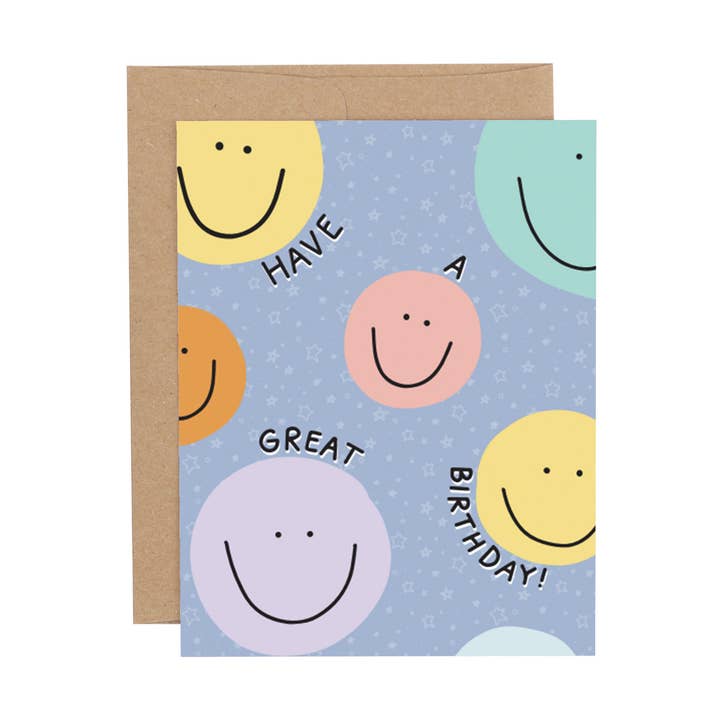 Have A Great Birthday Smileys Greeting Card for wholesale by Callie Danielle