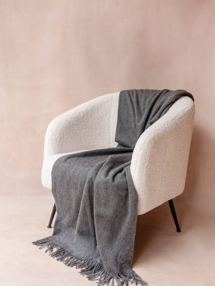 Cashmere Blanket in Charcoal Melange for wholesale by TBCo