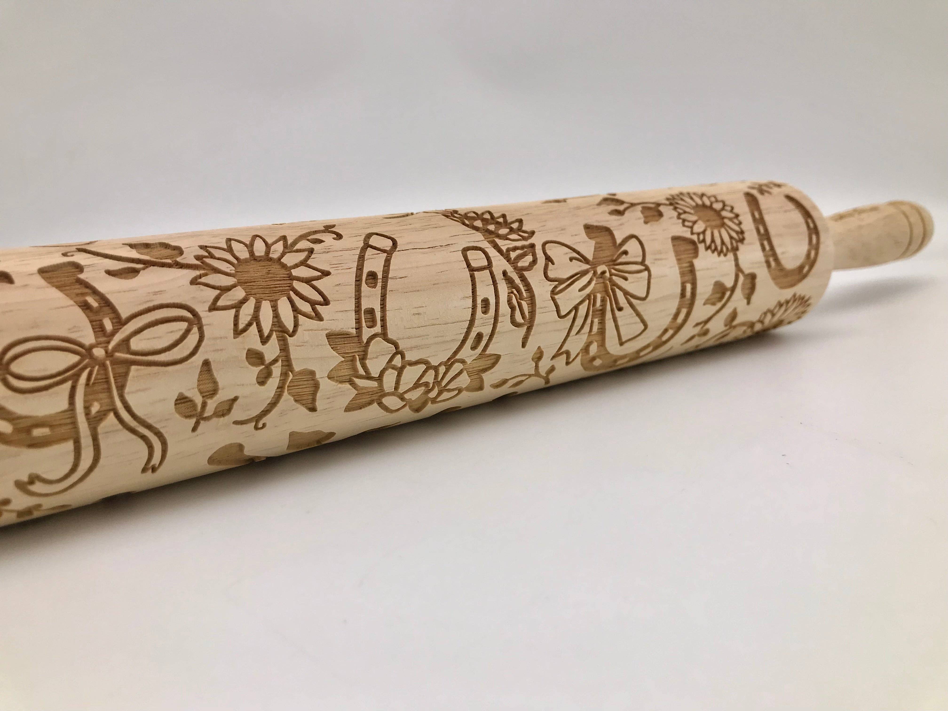 Sweet Rolling Pins - Vente Rouleau à pâtisserie - Rouleau à pâtisserie embossé de fers à cheval pour poterie et pâtisserie2