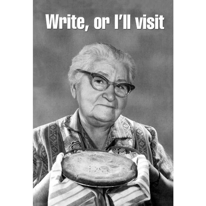 Postkarte. Schreib oder ich komme. Relative Gefahr. Torte. für den Großhandel von VisionWorks LLC