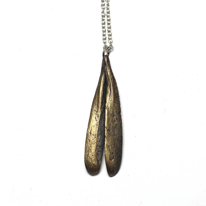 ash seed feather necklace for wholesale by tree trunk arts