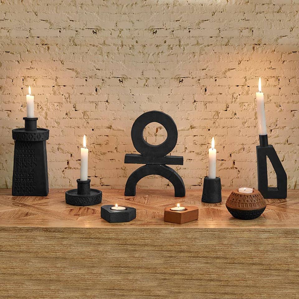 47th & Main (Creative Brands) - Wholesale Candle Holder - Natural Slab Candleholder2