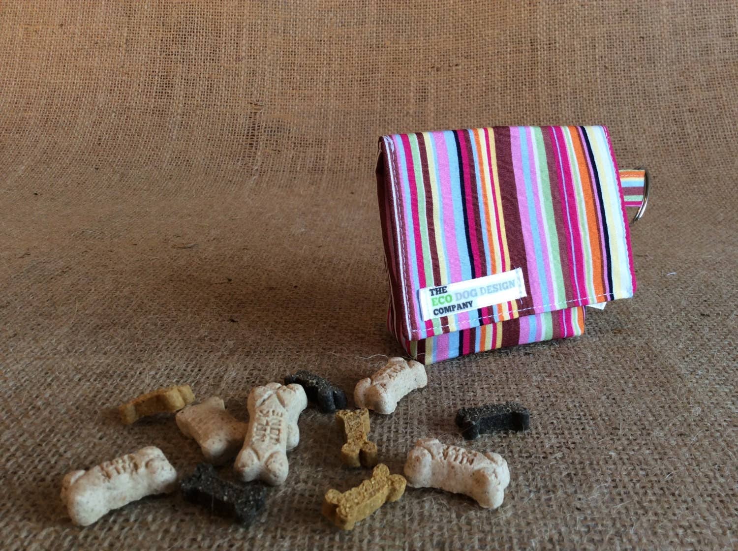 EcoDogDesigns – wholesale Pet poo bag dispenser – Candy Stripe Dog Treat And Waste Bag Pouch3