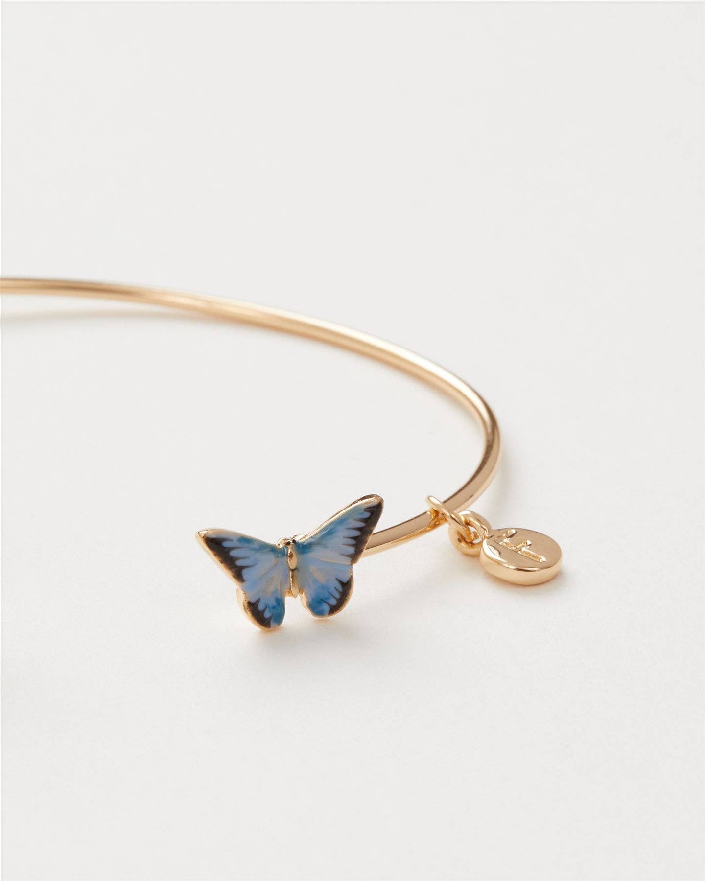 Fable England – wholesale Cuff bracelet – Enamel Blue Butterfly Bangle 3